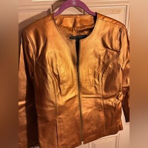 Terry Lewis 100% Genuine Leather! Women's Bronze/Gold Jacket